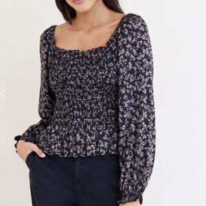 BELLA DAHL Marguerite Autumn Floral smocked top